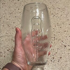 NEW Set of Textured Football Clear Glass Tumblers